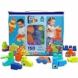 MEGA HHM96 - MEGA BLOKS Bausteinebeutel Deluxe, 150 große und farbenfrohe Bausteine mit einer Aufbewahrungstasche, Konstruktionsspielzeug, Spielzeug-Geschenkset für Kinder ab 1 Jahr