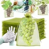 100 Stück Trauben Schutzbeutel 20x30cm, SzonMcnl Obstschutzbeutel mit Zugband, Weintrauben Schutzbeutel Organzasäckchen, Garten Netzbeutel zum Schutz vor Wespenfrass Vögel Kirschessigfliege