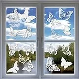 KIKISML Anti-Kollision Fensteraufkleber, Butterfly Fensterbilder Selbstklebend, Transparente Falter Fenster Aufkleber, Schmetterling Fensterscheiben Deko, Vogelschutz Fensterbilder