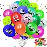 Fuantuda 20/50/100/200 Stück Emotion Serie Latex Luftballons,12 Zoll Luftballon Smiley für Verschiedene Miene Laune, Bunt Party Lustig Luftballons, Laune Luftballon für Geburtstag Party Deko