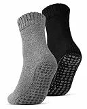2 | 4 | 6 Paar ABS Socken Herren Damen Anti Rutsch Socken mit Wolle 21463 WP (Schwarz/Anthrazit 2 Paar 39-42)