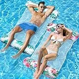 WEARXI Luftmatratze Pool XL, 2 Stück Luftmatratze Wasser, 4 in 1 Wasserhängematte, Wasser Hängematte, Pool Spielzeug Kinder, Pool Zubehör Spaß, Wasserspielzeug für Erwachsene