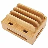 Fdit Bamboo Multi Device Stand, Ladestation für mehrere Geräte, Ladestation Telefon Tablet Cord Organizer, Charging Dock Stand Organizer