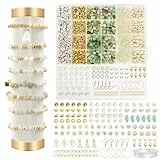 CNMTCCO Naturstein Perlen für Armbänder Set, Armbänder Selber Machen, Schmuck Selber Machen Set für DIY Necklace Ohrringe Armband Chain, Perlenset für Erwachsene Kinder