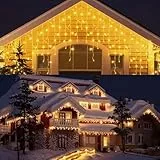 Eisregen Lichterkette AußEn 10m 400 Led , Acht Beleuchtungsmodi, Ip44 Wasserdicht, Mit Timer- Und Speicherfunktion, FüR Balkone, Dachrinne, GeläNder Und Haus AußEn Weihnachten Weihnachtsdekorationen