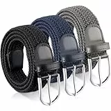 patinadrift 3 Stücke Geflochtener Elastischer Gürtel, Unisex Elastik Flechtgürtel Nicht Porös Pin Buckle Stretchgürtel für Damen und Herren