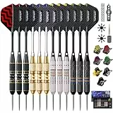 Turnart Dartpfeile mit Metallspitze, 12 Stück Profi Steeldarts mit Dart Case