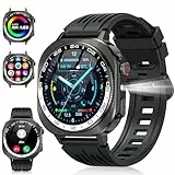 Soudorv Militär Smartwatch Herren Damen, 2026 Neu 1.43″ AMOLED Fitnessuhr mit Telefonfunktion, Smart Watch mit LED Taschenlampe/130+ Sportmodi/Herzfrequenz, IP68 Wasserdicht Sportuhr für iOS Android