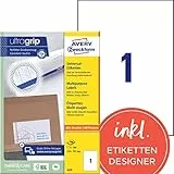AVERY Zweckform 3478 Universal Etiketten (100 Klebeetiketten, 210x297mm, Papier matt, bedruckbare Versandetiketten, selbstklebende Versandaufkleber mit ultragrip) 100 Blatt, weiß