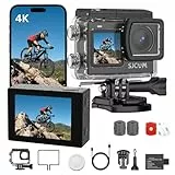 SJCAM SJ6 Ultra Action Cam 4K 20MP, Unterwasserkamera 30m Wasserdicht, 8X Zoom,166° Super Weitwinkel, 6-Achsen EIS, Dual Touchscreen, Actionkameras für Motorrad Sport Outdoor Tauchen, Schwarz