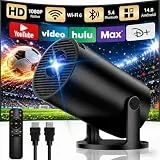 Yoton Mini Beamer, 4K Unterstützt, Full HD 1080P, Android 14.0 Smart Projektor, mit WiFi 6 und Bluetooth 5.4, Unterstützt 200ANSI 8000L, Kompatibel mit HDMI/TV-Stick/Speicherstick/Laptop, Schwarz