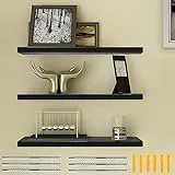 THATSRAD Regale für Wände Schwarz Wandregal Schweberegal 3er Set Wandboard Bücherregal Hängeregal 40 * 15cm Hängeregal MDF Holz Regalbrett Wand Deko Wandablagen für Küche Schlafzimmer Wohnzimmer
