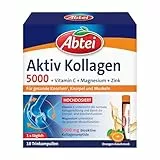 Abtei Aktiv Kollagen 5000 - Für gesunde Knochen, Knorpel und Muskeln - mit Vitamin C, Magnesium und Zink – laborgeprüft und zuckerfrei - 1 x 10 Trinkampullen à 25 ml