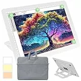 Phylosal A4 Leuchttisch mit Ständer & Tasche, Wiederaufladbares Magnetische Leuchtplatte mit Seitentaste, Superhelle Tracking Leuchtkasten für Zeichnen, Light Pad für Diamond Painting, Skizzieren
