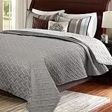 WOLTU Tagesdecke Bettüberwurf 170x210cm Dunkelgrau+Hellgrau Patchwork Wendedesign, Bedspreads aus Mikrofaser, Steppdecke bei Ultraschall genäht, Wohndecke Sofaüberwurf Überwurfdecke für Bett