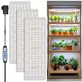 Aumtrly Pflanzenlampe, Vollspektrum-Pflanzenleuchten für Indoor Growing Großflächenbeleuchtung 3er-Pack, 414 LED-Anzuchtlampe Pflanzenleuchtplatte mit UL-Adapter, 6/12/16H Zeitschaltuhr