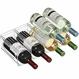 Lifewit Flaschenregal Stapelbar für 8 Flaschen, Kunststoff Weinregal für Kühlschrank Schrank Arbeitsplatte Büro, 2 Etagen Flaschenhalter Weinflaschenhalter Flaschenablage, Flaschen Organizer Regal