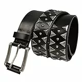 GSG Nietengürtel für Damen Rindsleder Nieten Punk Rock Nieten Gürtel Schwarz 32-36 inch