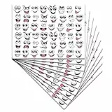 480 lustige Mund und Augen Aufkleber 28 x 21 cm witzige Sticker für Kinder basteln Deko Geschenke Scrapbooking schwarz weiß DIY selbstklebend R185 (10 Bögen)