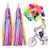 Fahrradzubehör-Set für Kinder, 2 Stück, Fahrradquasten + 36 Speichenperlen für Kinder, Mädchen, Regenbogen-Fahrradzubehör, bunte Quastenbänder, Fahrrad-Clip-Perlen, Kinder-Fahrradzubehör für