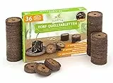 FLORTUS – Torf Quelltabletten aus Sphagnum Torf mit NPK Dünger – 36 Stück (36 mm) Quelltabs biologisch abbaubar – Alternative zu Torfquelltöpfen – torfhaltige Anzuchterde zur Pflanzen Anzucht