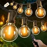 Kangtaixin 15M Lichterkette Außen mit Timer, LED Lichterkette Strom Outdoor mit 25+2 G40 Glühbirnen, 4 Modus und Dimmbar Lichterkette Wasserdicht für Garten Balkon Terrasse Party Hochzeit (Warmweiß)