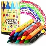 TinyGeeks 16 Farben Jumbo + Ungiftige Buntstifte für Kleinkinder 1-3 Jahre | Waschbare Buntstifte für Kinder 4-8 Jahre | Leicht zu haltende große Buntstifte | für Kleinkinder 2-4 Jahre