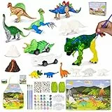 BONNYCO Dinosaurier Spielzeug Malset 16 Figuren Dino Bastelset Kinder Spielzeug sie leuchten im Dunkeln, Dinosaurier Basteln Geschenke für Kinder 3 4 5 6 7 8 9 10 Jahre Geburtstag, Weihnachten