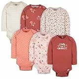 Gerber Baby-Mädchen 6er-Pack langärmlige Onesies-Bodys, Blätter, 3–6 Monate