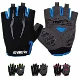 Grebarley Fahrradhandschuhe,Radsporthandschuhe rutschfeste und Stoßdämpfende Mountainbike Handschuhe mit geeiget Unisex Herren Damen (Blau, M)