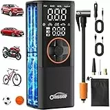Oasser Elektrische Luftpumpe duale Anzeige 6000mAh 150 PSI Wiederaufladbar Akku kompressor mit 3M 12V Zigarettenanzünder für Auto Motorrad Fahrrad Ball Reise Camping