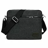 LOSMILE Schultertasche Herren, Mittel Umhängetasche, Casual Vintage Stoff Rucksack.12 inch * 3.9 inch * 10.2 inch.(schwarz)