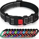 Taglory Hundehalsband, Weich Gepolstertes Neopren Nylon Hunde Halsband für Mittlere Hunde, Verstellbare und Reflektierend für das Training, Schwarz