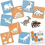 NAKLEO Schablonen Malen für Kinder, 8 Stück Set 15x15cm Dinosaurier, Kinder Kreatives Zeichenschablonen, Kunststoff Wiederverwendbar Malschablone DIY Handwerk, Papier Wand Holz Stoff