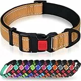 Taglory Hundehalsband, Weich Gepolstertes Neopren Nylon Hunde Halsband für Kleine Hunde, Verstellbare und Reflektierend für das Training, Braun