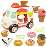 VBACALA Badewannenspielzeug,Eiswagen Schaumeismaschine Badewanne Kinder,Eiscreme Badewanne Spielzeug,Wasser Spielzeug Geschenke für Jungen Mädchen,Badespielzeug ab 3 Jahre（Wasserspiel&Landspiel）