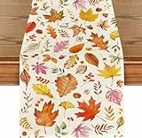 Tarklanda Ahornblätter Herbst Tischläufer, Herbstlaub Tischdeko, Ahornblatt Läufer Herbstdeko Küche Dekoration für Drinnen Draußen Herbstfeste Wohnkultur Erntedankfest Thanksgiving Party40x140cm