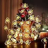 Coquimbo Herbst Lichterkette, 3M 30LED Biene Lichterkette Batterie Lichterkette Innen und Außen Herbst Deko für Kinderzimmer Garten Balkon Hochzeit Party Erntedankfest Geburtstagsdeko