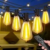 45m LED Lichterkette Außen Strom mit Fernbedienung, Wetterfest Lichterketten Glühbirnen mit Bruchsicheren Retro Birnen, Dimmbar Outdoor Aussenlichterkette für Terrasse Balkon Garten Party Pavillon