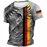 Deutschland T-Shirt Herren Retro Fußball Trikot mit Adler WM 2026 Fußballfans Tee Top Kurzarm Deutschland-Symbol T Shirt Deutsche Flagge Freizeitshirt Klassische Sommer Germany Tshirt (00 Grau, XL)