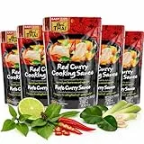 Real Thai Rote Curry Sauce 250ml – 5er Pack – Original Thailändische Currysauce mit Kokosnussmilch – Fertigsauce ohne Zusatzstoffe – Authentisches Thai Curry, Würzsauce für Asiatische Gerichte
