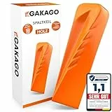 Gakago Spaltkeil für Holz - Kraftvoller Drehspaltkeil mit starker Spaltwirkung - Geschmiedeter Spaltkeil aus Vollstahl in Signalfarbe und großflächiger Schlagfläche zum effizienten Holz spalten