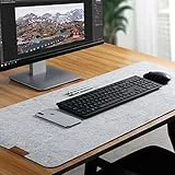 Schreibtischunterlage Filz | 100X40cm | Rutschfester Desk Mat | Filz - Mauspad Groß | Office-Desktopschutz | Schreibtischmatte für Büro und Zuhause (hellgrau)