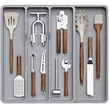 Lifewit Besteckkasten für Schubladen, Küchenutensilien Besteckkasten erweiterbar auf 43,9 cm, Schubladen Organizer Küche Tiefe 40 cm, Kunststoff Besteckeinsatz für Backen/Messer/Gabel/Löffel, Grau