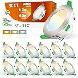 ALUSSO LED Einbaustrahler 230V Dimmbar, 68mm 4W LED Spots Flach Einbauleuchten Einbauspots, Warmweiß 3000K Neutralweiß 4000K Kaltweiß 6500K, IP44 Deckenspots für Badezimmer, Küche, Wohnzimmer,12er Set