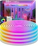 httpsmp 15M RGB Neon LED Strip Lights, Musik Sync, 24V Flexible Streifen mit App/Fernbedienung anwendbar auf Schlafzimmer, Raum & Außendekoration
