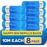 8er-Pack 10M Windeleimer Nachfüllkassetten, Geruchsdichte Beutel Nachfüllbeutel, Kompatibel mit extra dick kompatibel mit Tommee Tippee Sangenic Tec/Simplee Sangenic/Twist & Click, Lavendelduft