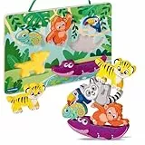Ravensburger 4872 Play+ Magnetisches Holz-Fühl-Puzzle: Dschungel, Holzpuzzle ab 1 Jahr, 6 Puzzleteile mit stabilem Holzbrett, FSC, Magnetspielzeug