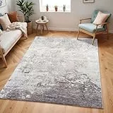 Livabliss Bangkok Wohnzimmer modern – Abstrakt Design in Marmor Optik für Wohnzimmer 160x220 cm, Esszimmer, Schlafzimmer - Marmor e groß, weicher Kurzflor in Grau, Weiß, Holzkohle