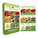 Obstsamen Set - 9 Sorten Samen - Saatgut Sortiment - Anzuchtset für Obst - Geschenkset - Wassermelone, Physalis, Erdbeere, Honigmelone, Melonenbirne, Rhabarber, Goji und mehr